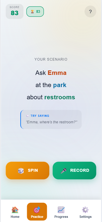 Scenario spinner screen