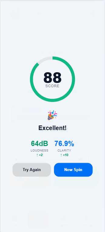 Scenario spinner screen